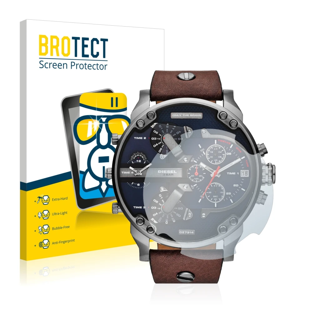 Parte frontale di una confezione del prodotto con il logo del marchio BROTECT. Accanto è raffigurato il dispositivo Diesel DZ7