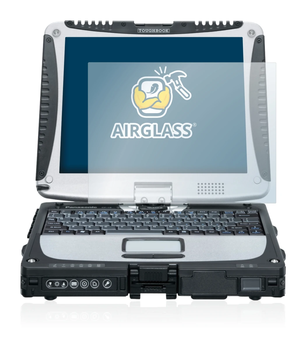 Immagine del dispositivo Panasonic Toughbook CF-19 con un'ampia varietà di protezioni per lo schermo.