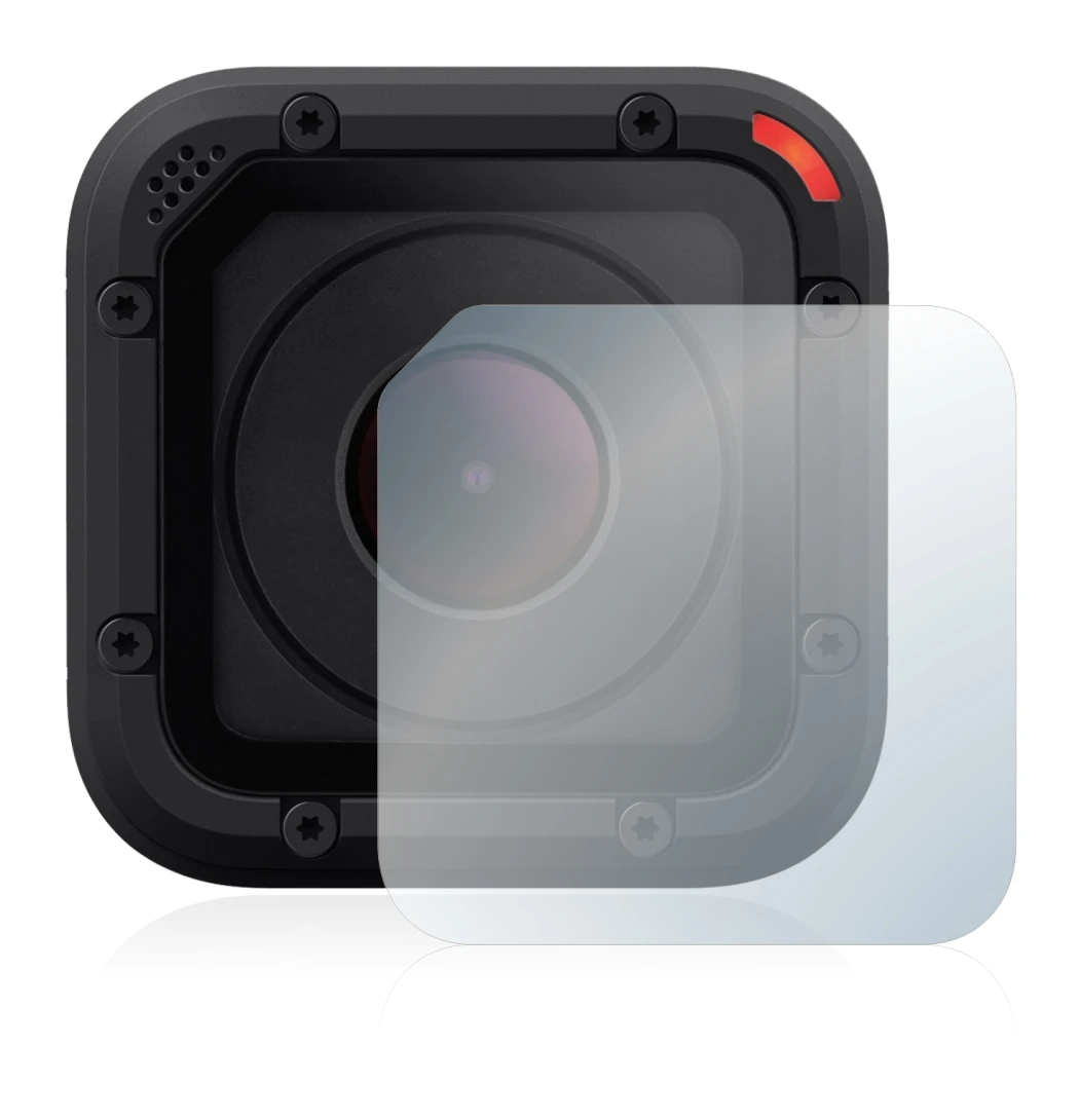Immagine del dispositivo GoPro Hero Session con un'ampia varietà di protezioni per lo schermo.