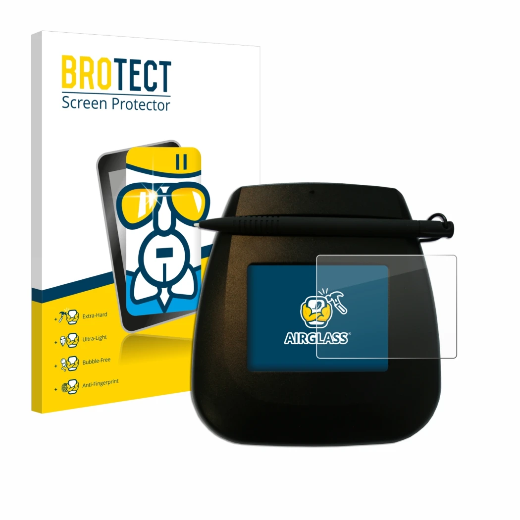 Parte frontale di una confezione del prodotto con il logo del marchio BROTECT. Accanto è raffigurato il dispositivo ePadLink e