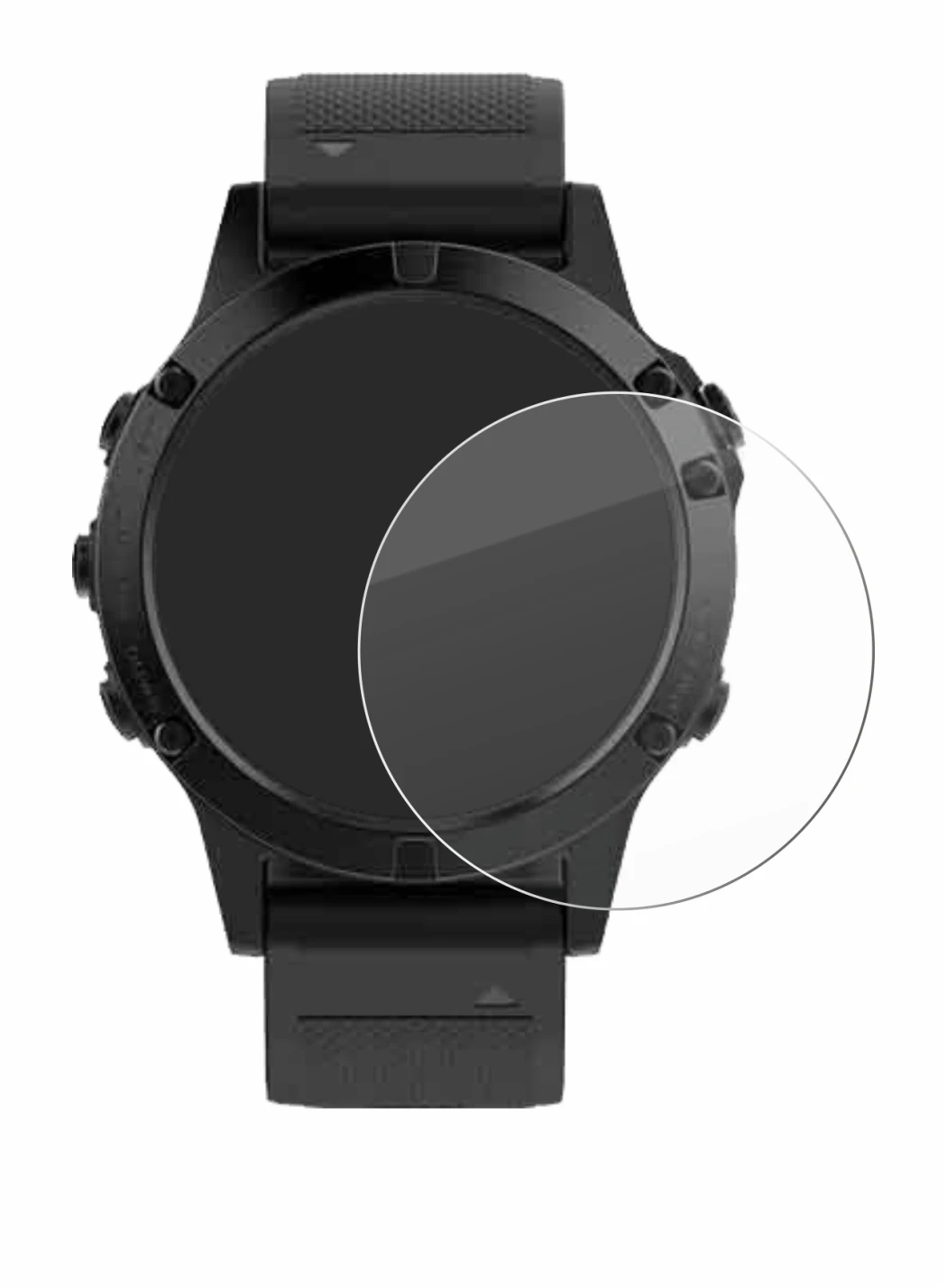 Immagine del dispositivo Garmin Fenix 5 (47 mm) con un'ampia varietà di protezioni per lo schermo.