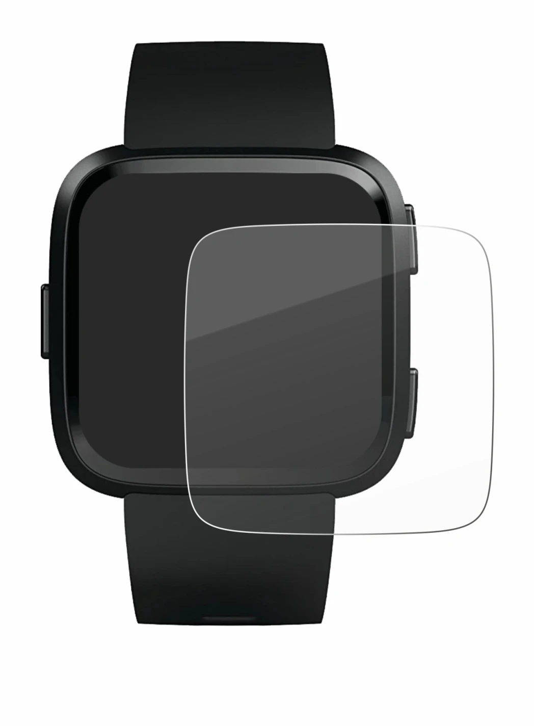 Immagine del dispositivo Fitbit Versa con un'ampia varietà di protezioni per lo schermo.