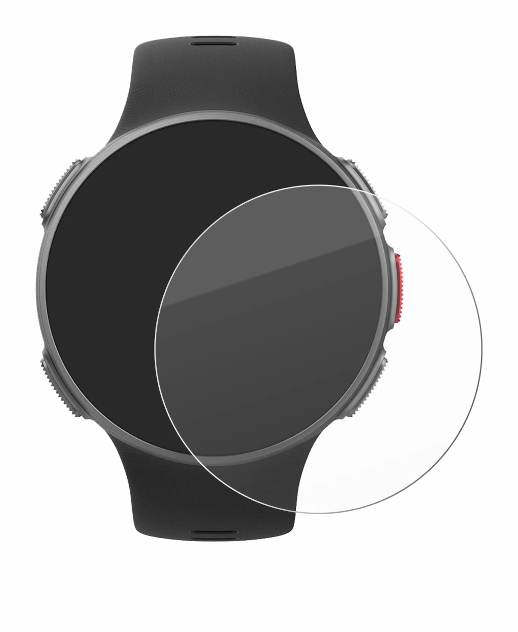 Immagine del dispositivo Polar Vantage V con un'ampia varietà di protezioni per lo schermo.