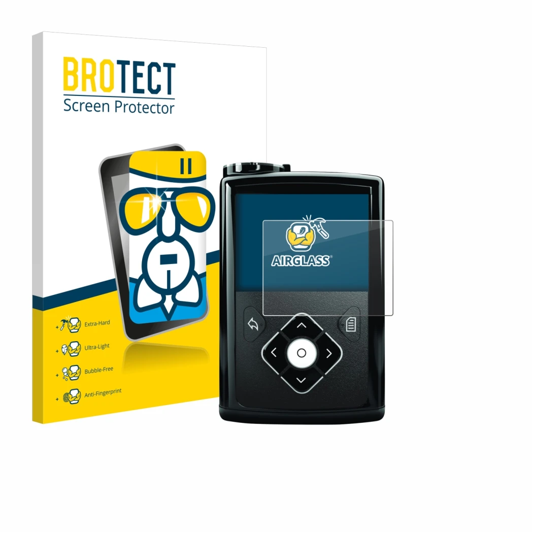 Parte frontale di una confezione del prodotto con il logo del marchio BROTECT. Accanto è raffigurato il dispositivo Medtronic 