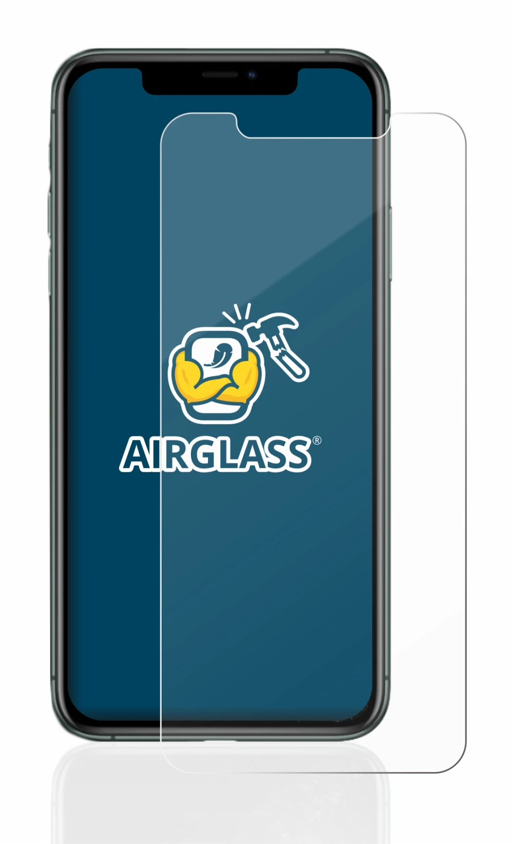 Immagine del dispositivo Apple iPhone 11 Pro Max con un'ampia varietà di protezioni per lo schermo.