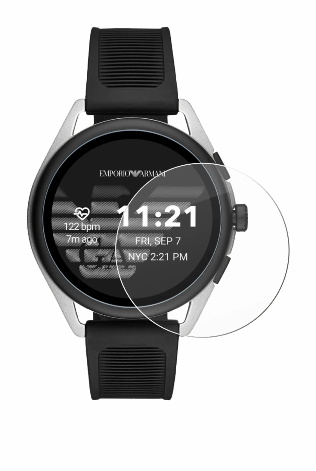 Immagine del dispositivo Emporio Armani Connected Smartwatch 3 con un'ampia varietà di protezioni per lo schermo.