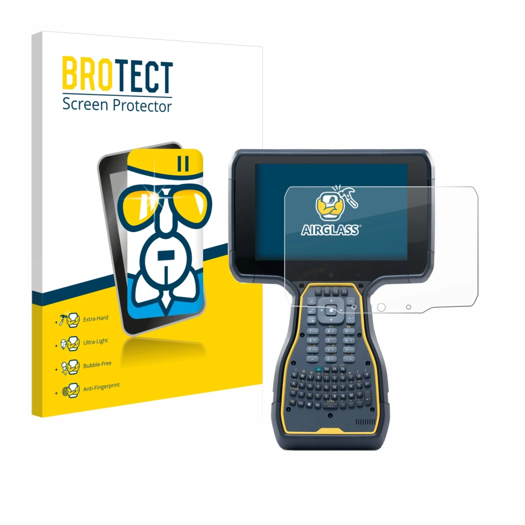 Parte frontale di una confezione del prodotto con il logo del marchio BROTECT. Accanto è raffigurato il dispositivo Trimble TS