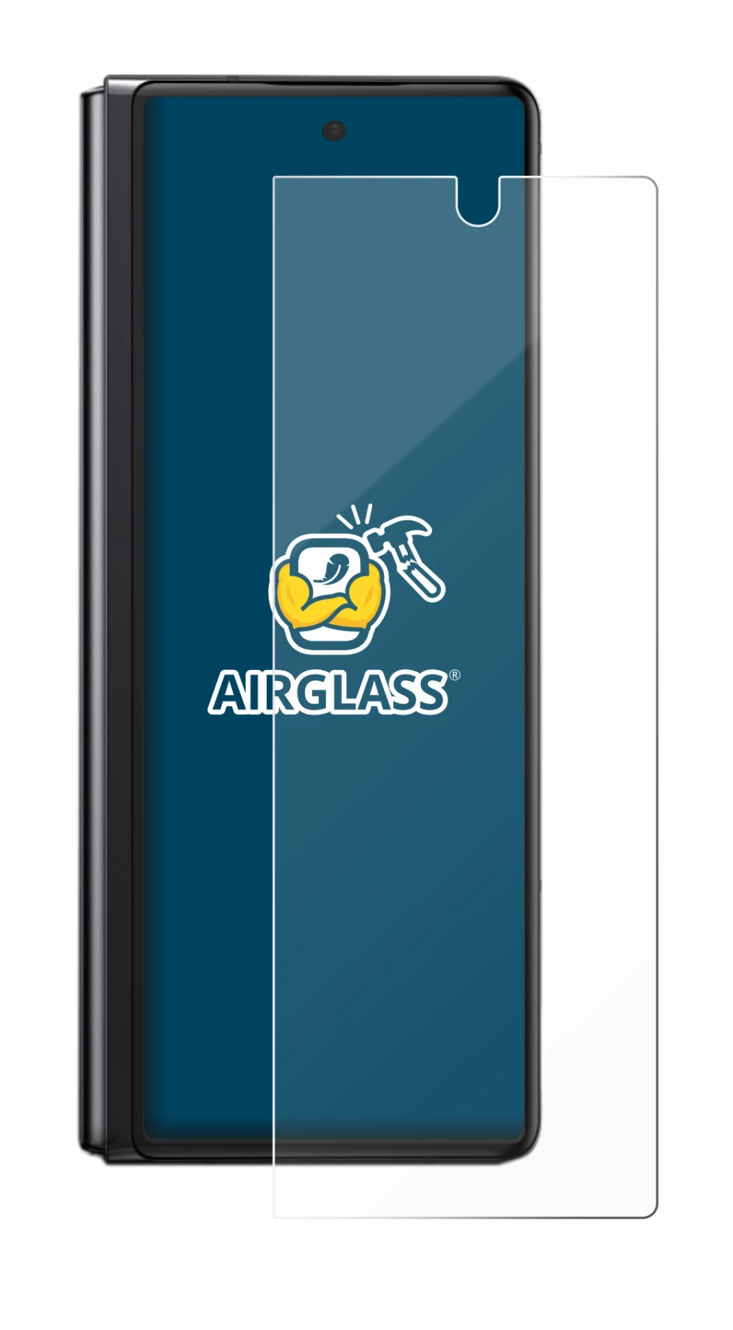 Immagine del dispositivo Samsung Galaxy Z Fold 2 5G con un'ampia varietà di protezioni per lo schermo.