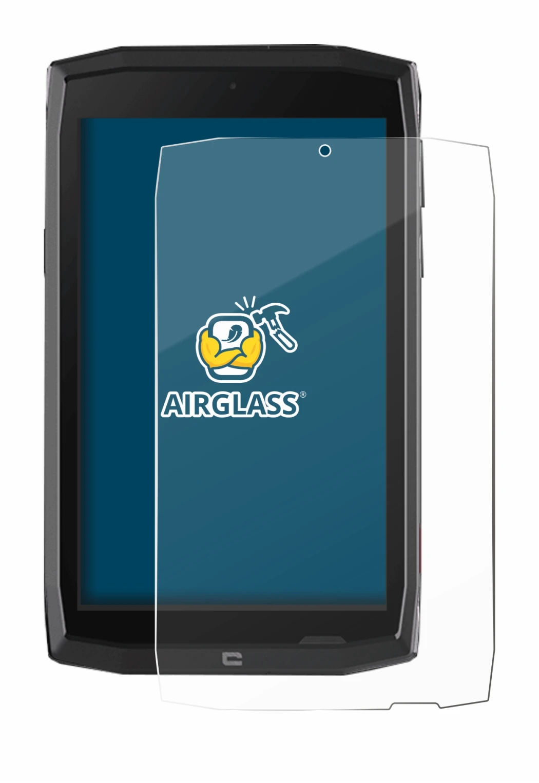 Immagine del dispositivo Crosscall Core T4 con un'ampia varietà di protezioni per lo schermo.