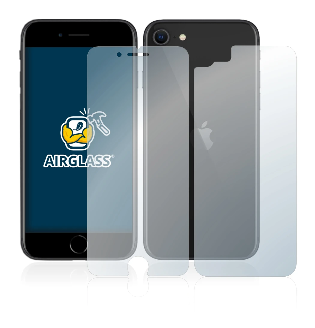 Immagine del dispositivo Apple iPhone SE 2 2020 (Fronte+Retro) con un'ampia varietà di protezioni per lo schermo.