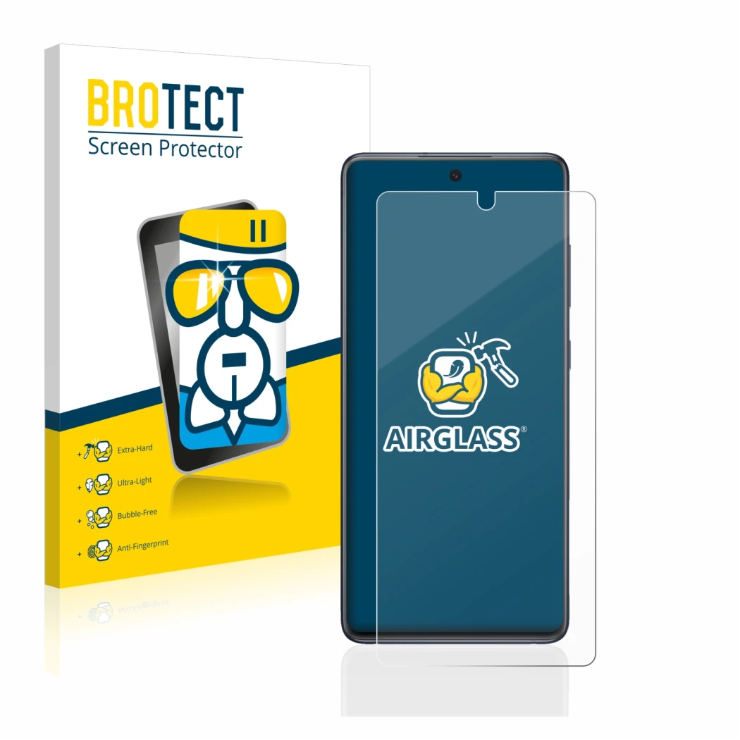 Parte frontale di una confezione del prodotto con il logo del marchio BROTECT. Accanto è raffigurato il dispositivo Samsung Ga