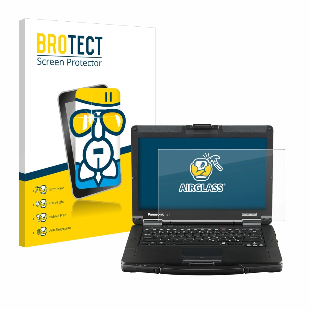 Parte frontale di una confezione del prodotto con il logo del marchio BROTECT. Accanto è raffigurato il dispositivo Panasonic 