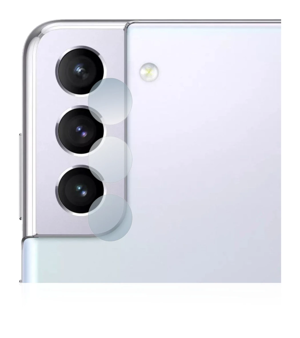Immagine del dispositivo Samsung Galaxy S21 (SOLO Fotocamera) con un'ampia varietà di protezioni per lo schermo.