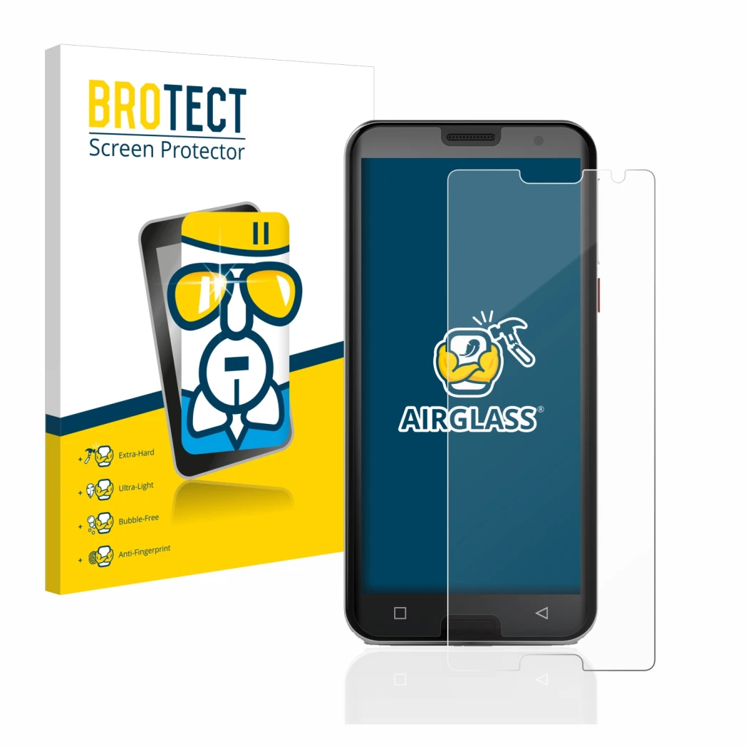 Parte frontale di una confezione del prodotto con il logo del marchio BROTECT. Accanto è raffigurato il dispositivo Emporia Sm