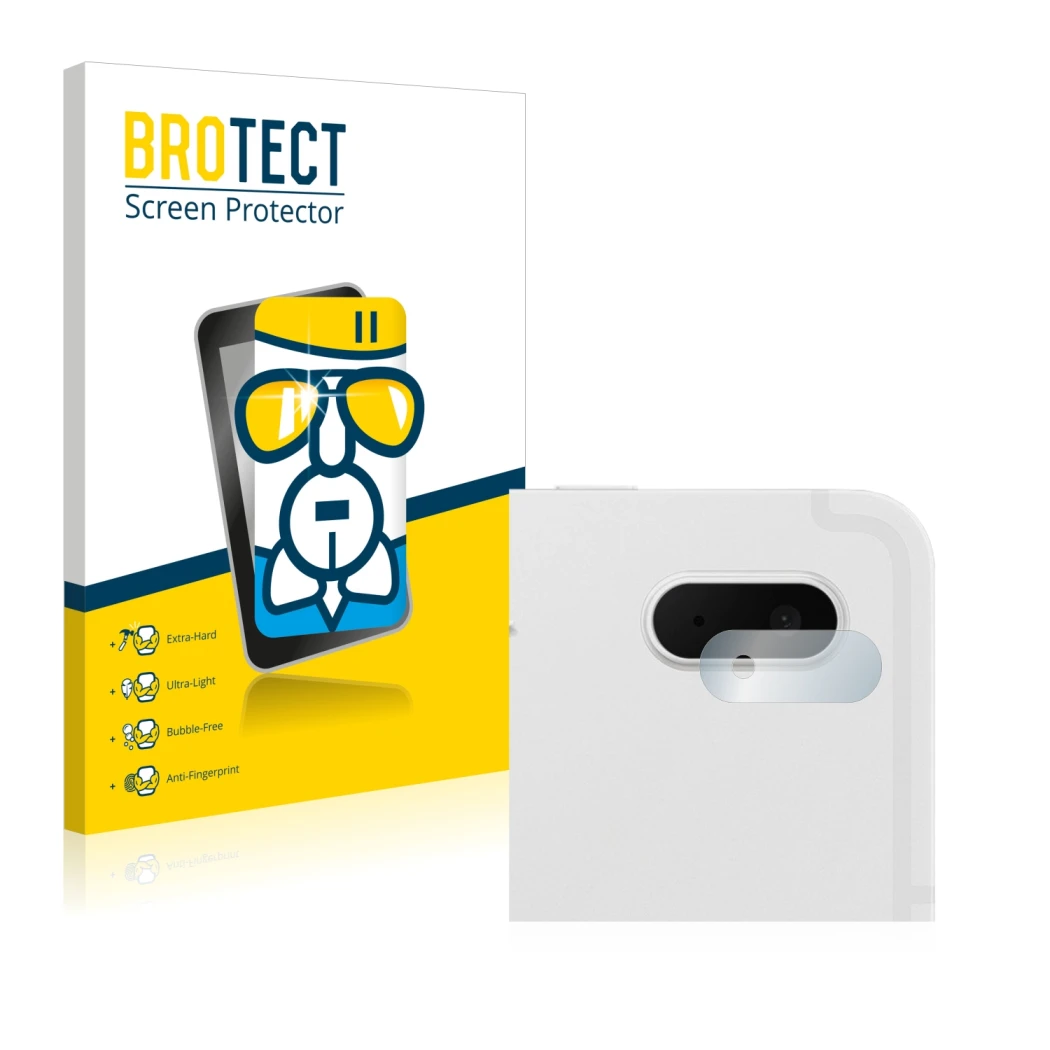 Parte frontale di una confezione del prodotto con il logo del marchio BROTECT. Accanto è raffigurato il dispositivo Samsung Ga