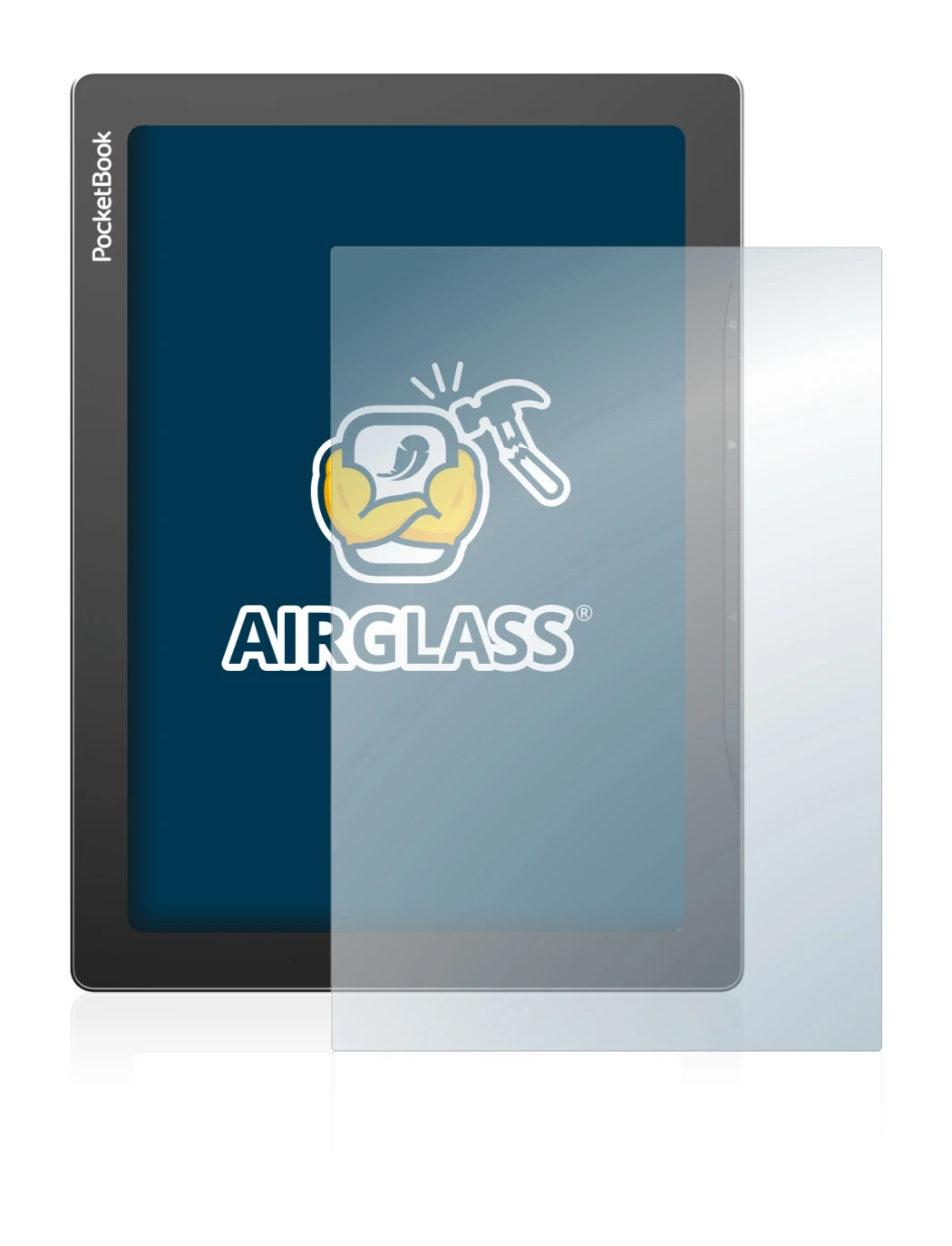 Immagine del dispositivo PocketBook InkPad Lite con un'ampia varietà di protezioni per lo schermo.