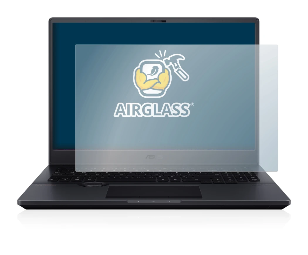 Immagine del dispositivo ASUS ProArt StudioBook Pro 16 OLED con un'ampia varietà di protezioni per lo schermo.