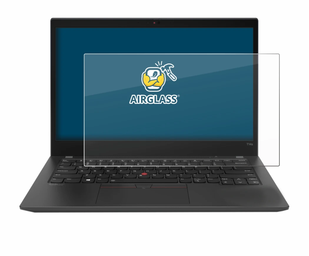Immagine del dispositivo Lenovo ThinkPad T14s Gen 2 con un'ampia varietà di protezioni per lo schermo.