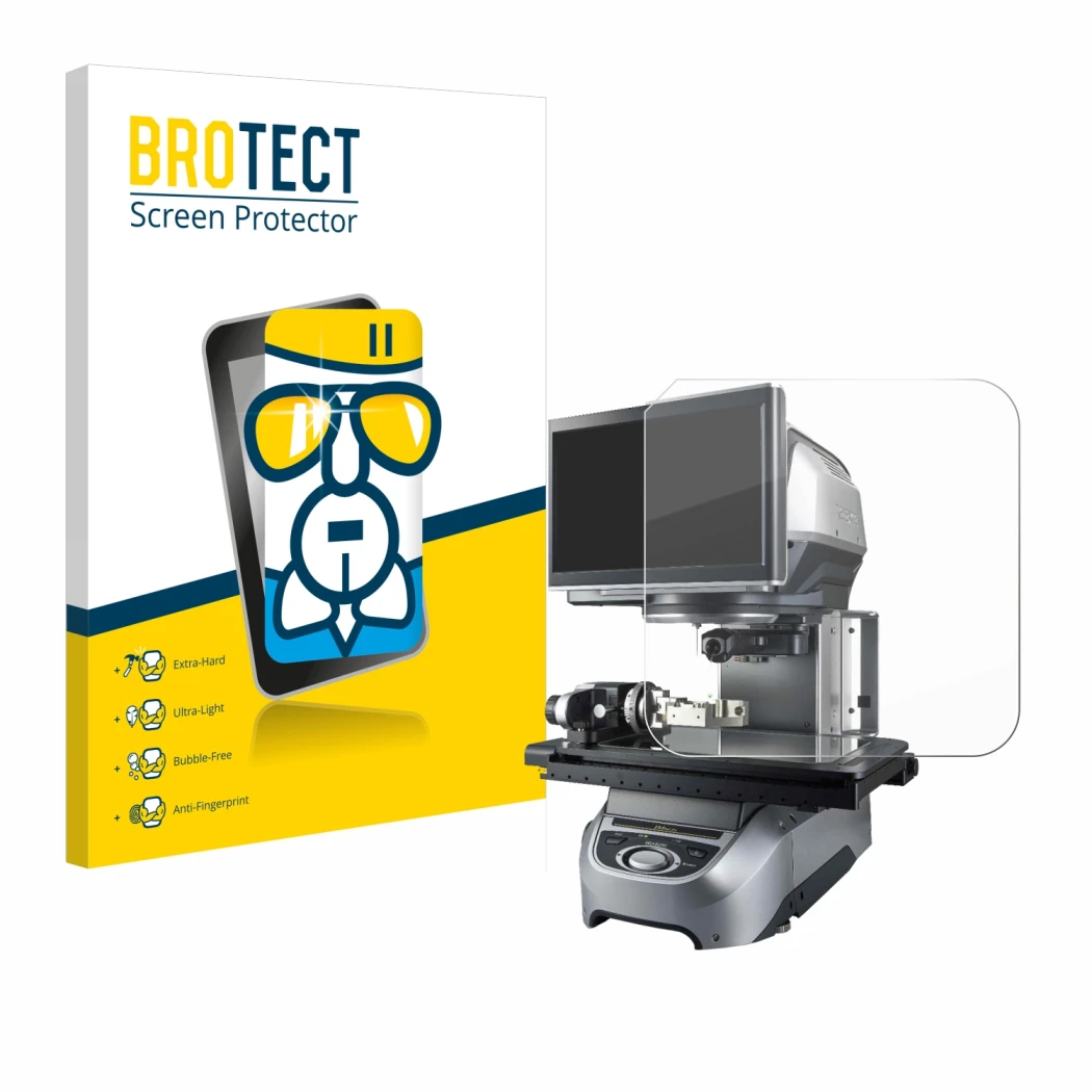 Parte frontale di una confezione del prodotto con il logo del marchio BROTECT. Accanto è raffigurato il dispositivo Keyence IM