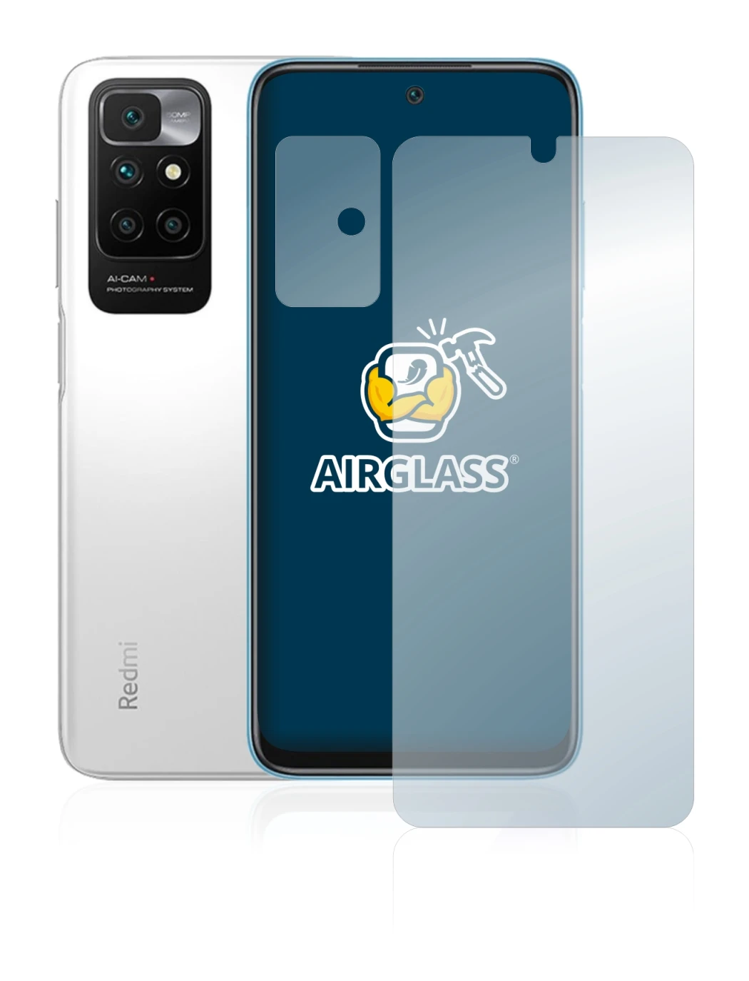 Immagine del dispositivo Xiaomi Redmi 10 (Fronte+Fotocamera) con un'ampia varietà di protezioni per lo schermo.