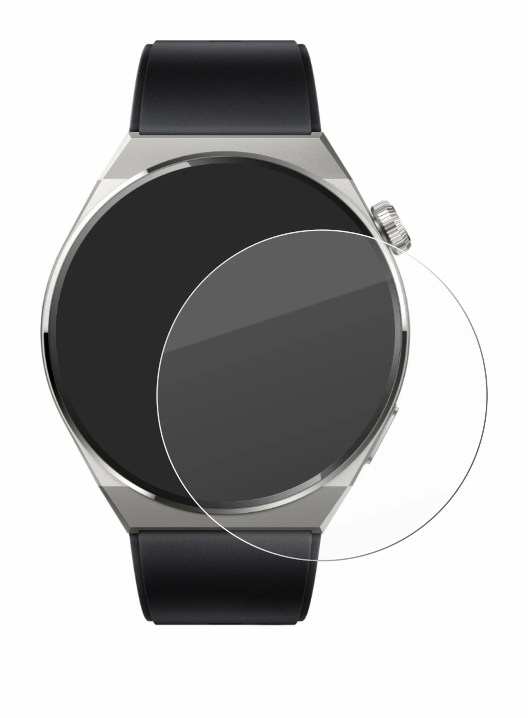 Immagine del dispositivo Huawei Watch GT 3 Pro Titanium (46mm) con un'ampia varietà di protezioni per lo schermo.