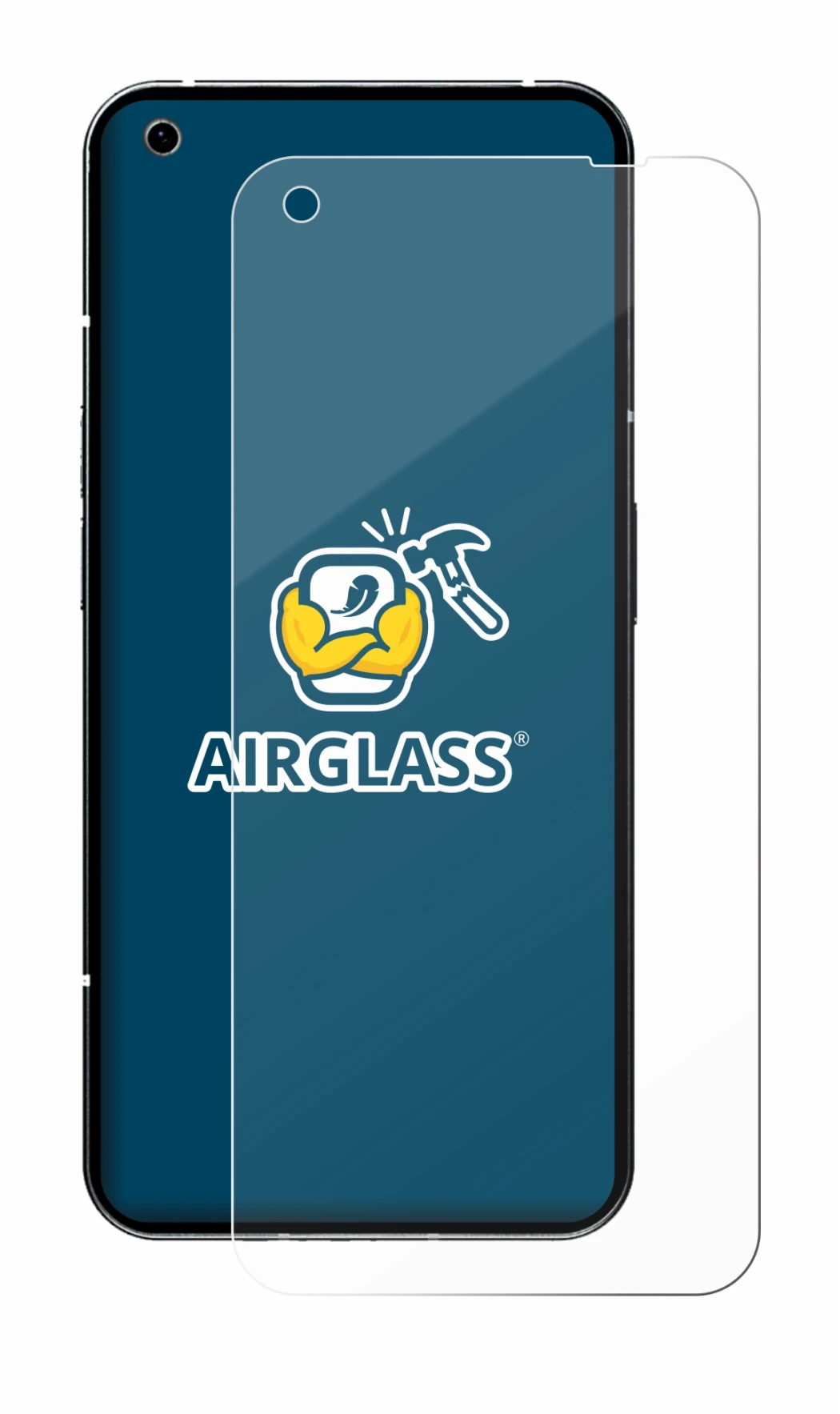 Immagine del dispositivo Nothing Phone (1) con un'ampia varietà di protezioni per lo schermo.