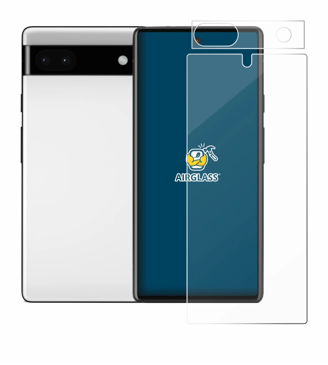 Immagine del dispositivo Google Pixel 6a (Fronte+Fotocamera) con un'ampia varietà di protezioni per lo schermo.