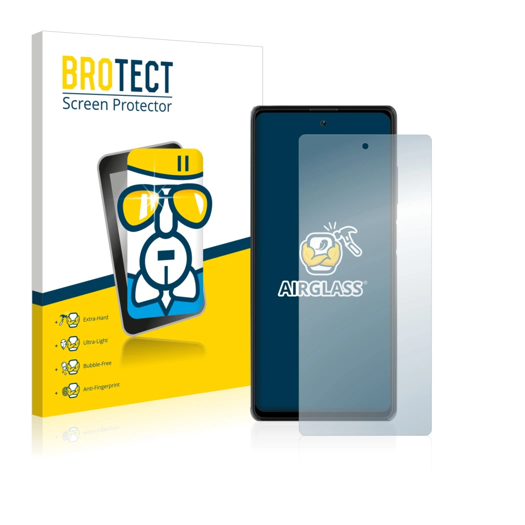 Parte frontale di una confezione del prodotto con il logo del marchio BROTECT. Accanto è raffigurato il dispositivo Blackview 