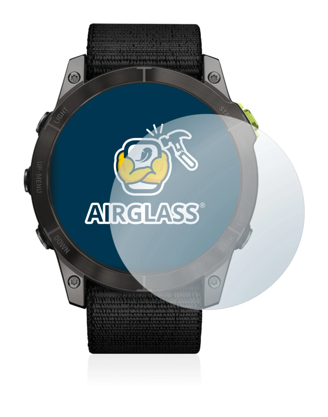 Immagine del dispositivo Garmin Enduro 2 con un'ampia varietà di protezioni per lo schermo.