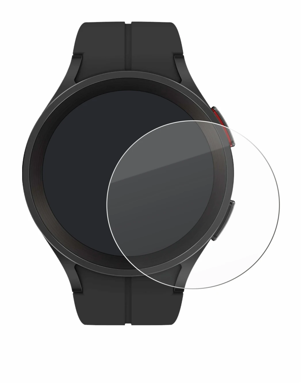 Immagine del dispositivo Samsung Galaxy Watch 5 Pro con un'ampia varietà di protezioni per lo schermo.