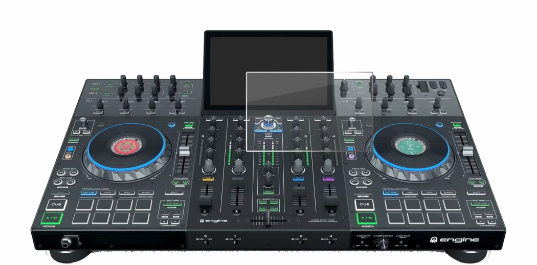 Immagine del dispositivo Denon DJ Prime 4 con un'ampia varietà di protezioni per lo schermo.