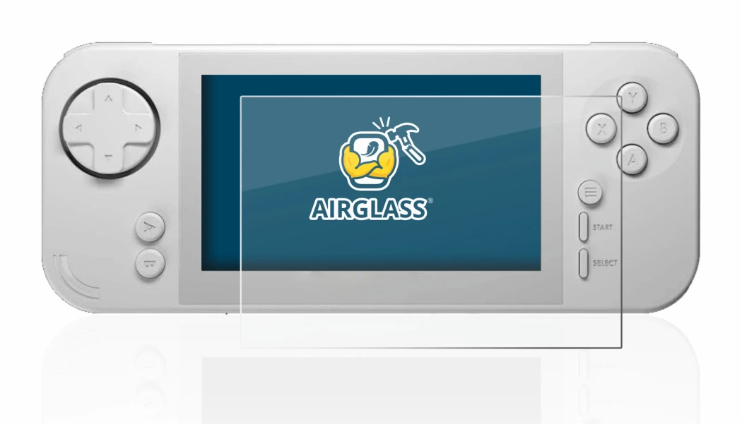 Immagine del dispositivo Evercade EXP con un'ampia varietà di protezioni per lo schermo.