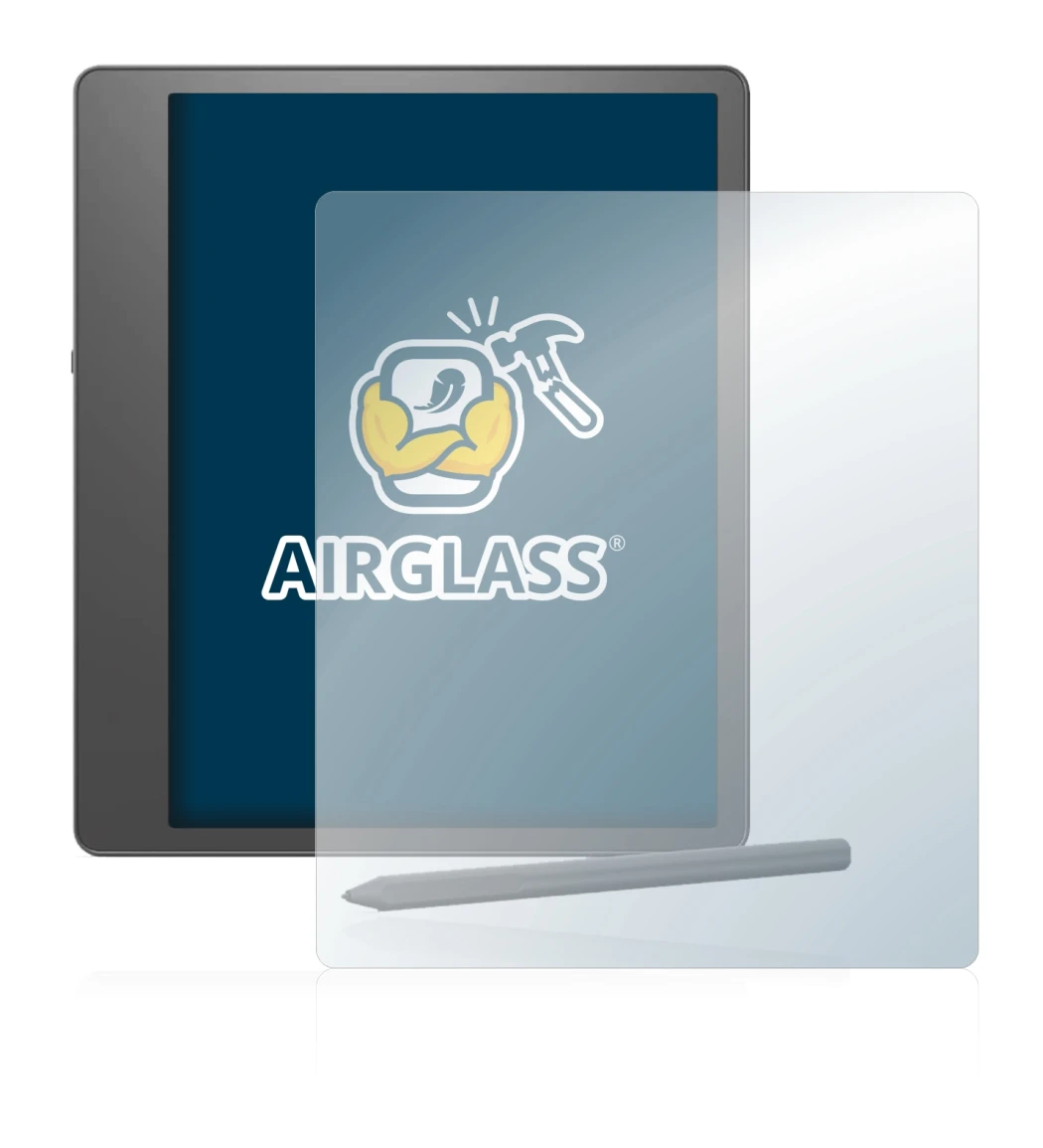 Immagine del dispositivo Amazon Kindle Scribe con un'ampia varietà di protezioni per lo schermo.