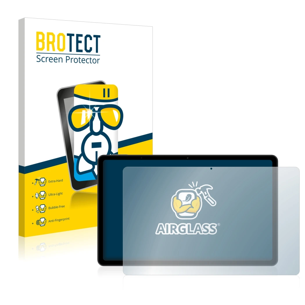 Parte frontale di una confezione del prodotto con il logo del marchio BROTECT. Accanto è raffigurato il dispositivo Xiaomi Red