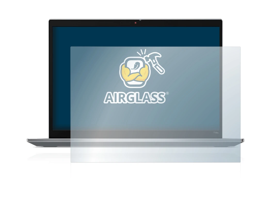 Immagine del dispositivo Lenovo ThinkPad T14s Gen 3 con un'ampia varietà di protezioni per lo schermo.