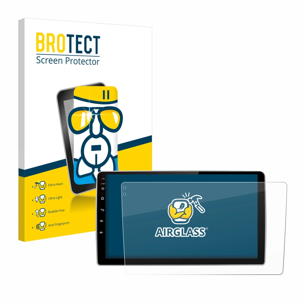 Parte frontale di una confezione del prodotto con il logo del marchio BROTECT. Accanto è raffigurato il dispositivo Junsun V1 