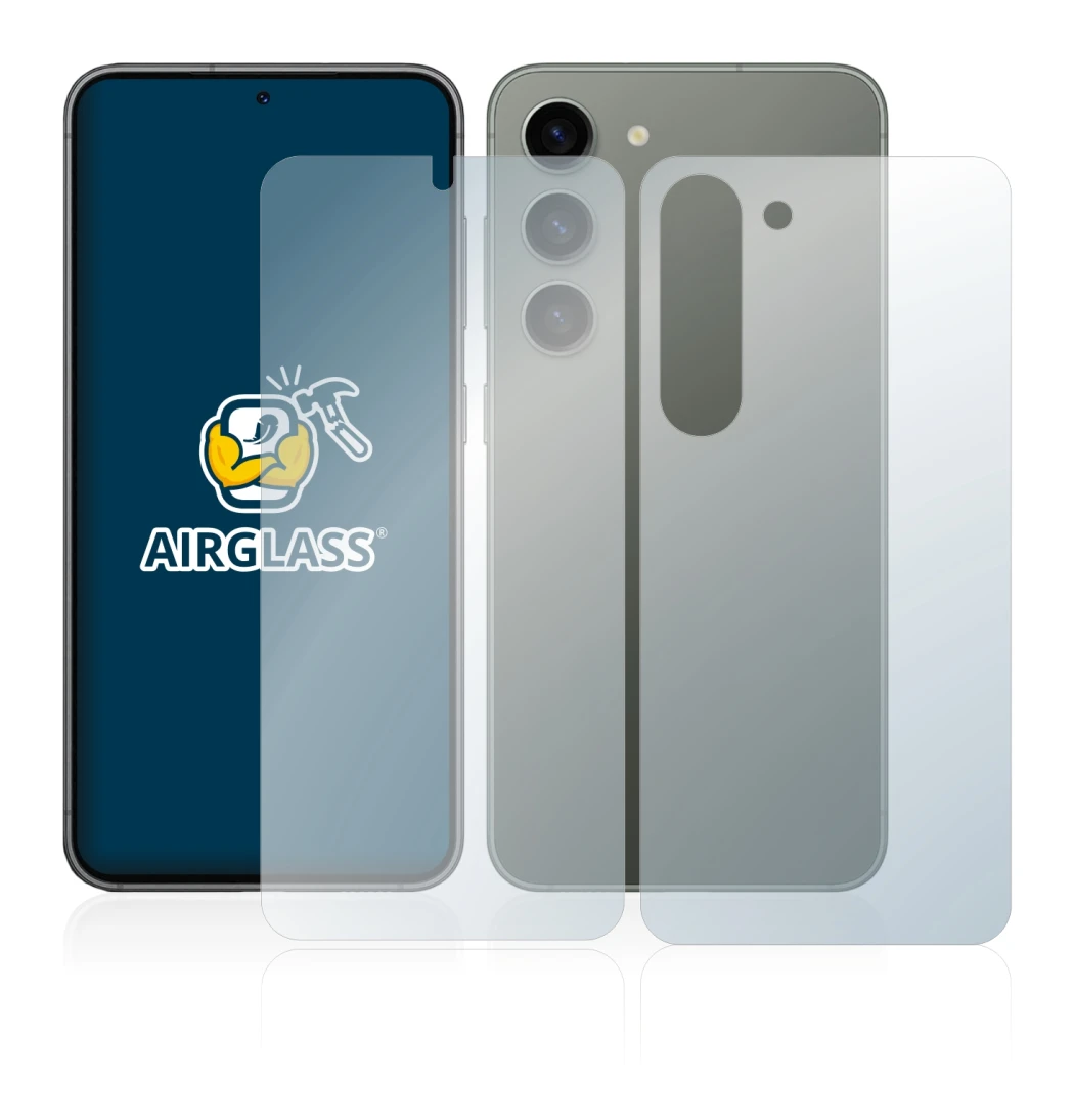 Immagine del dispositivo Samsung Galaxy S23 (Fronte+Retro) con un'ampia varietà di protezioni per lo schermo.