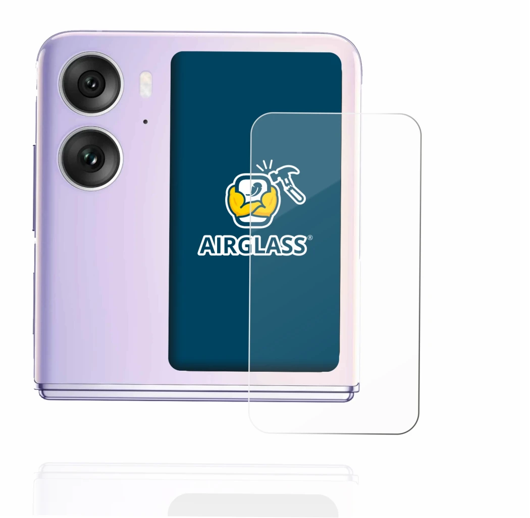 Immagine del dispositivo Oppo Find N2 Flip (Display posteriore) con un'ampia varietà di protezioni per lo schermo.