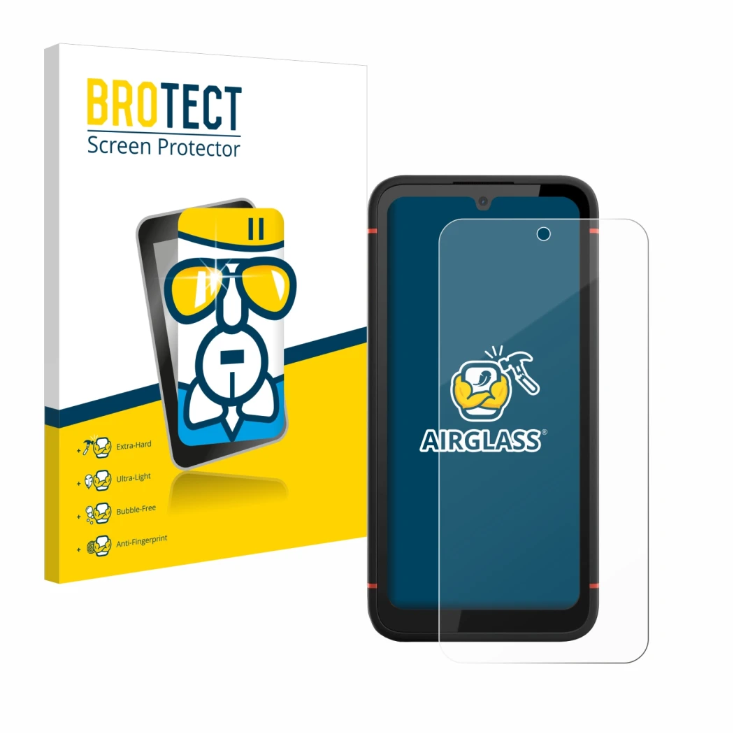 Parte frontale di una confezione del prodotto con il logo del marchio BROTECT. Accanto è raffigurato il dispositivo Gigaset GX