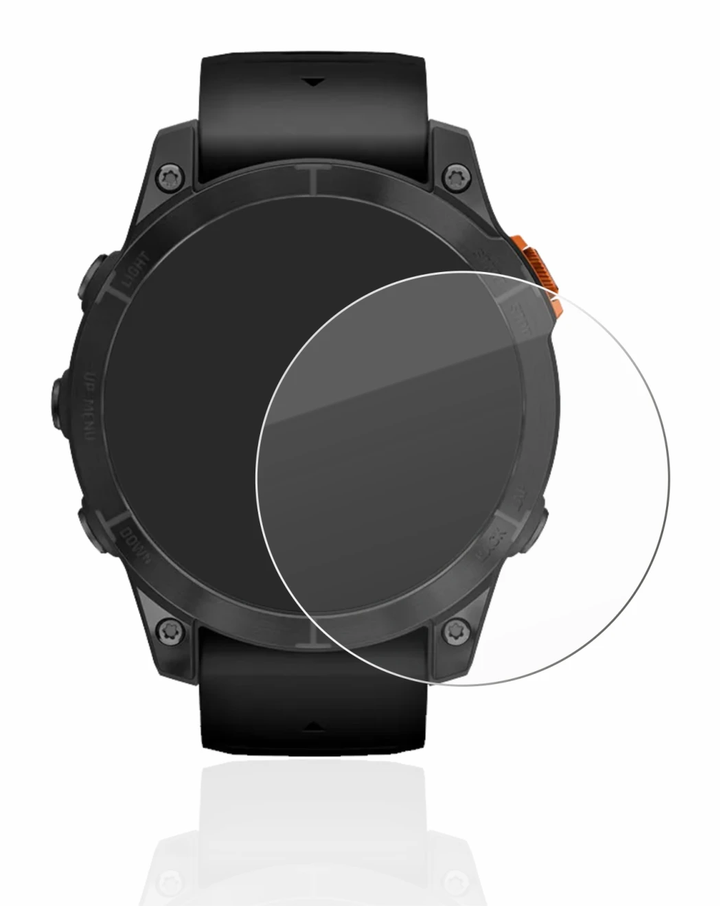 Immagine del dispositivo Garmin Fenix 7 Pro Solar (47 mm) con un'ampia varietà di protezioni per lo schermo.