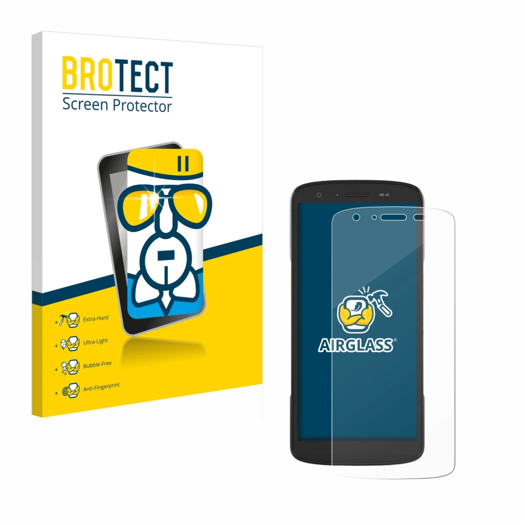 Parte frontale di una confezione del prodotto con il logo del marchio BROTECT. Accanto è raffigurato il dispositivo Zebra TC22