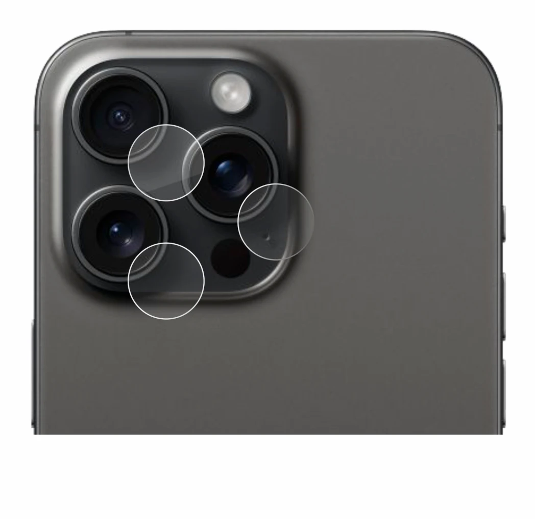 Immagine del dispositivo Apple iPhone 15 Pro Max (SOLO Fotocamera) con un'ampia varietà di protezioni per lo schermo.