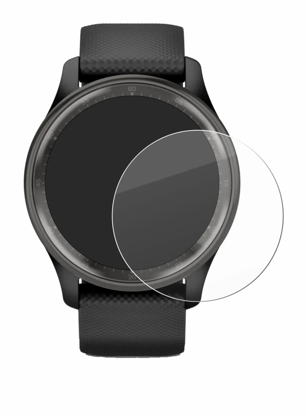 Immagine del dispositivo Garmin Vivomove Trend con un'ampia varietà di protezioni per lo schermo.