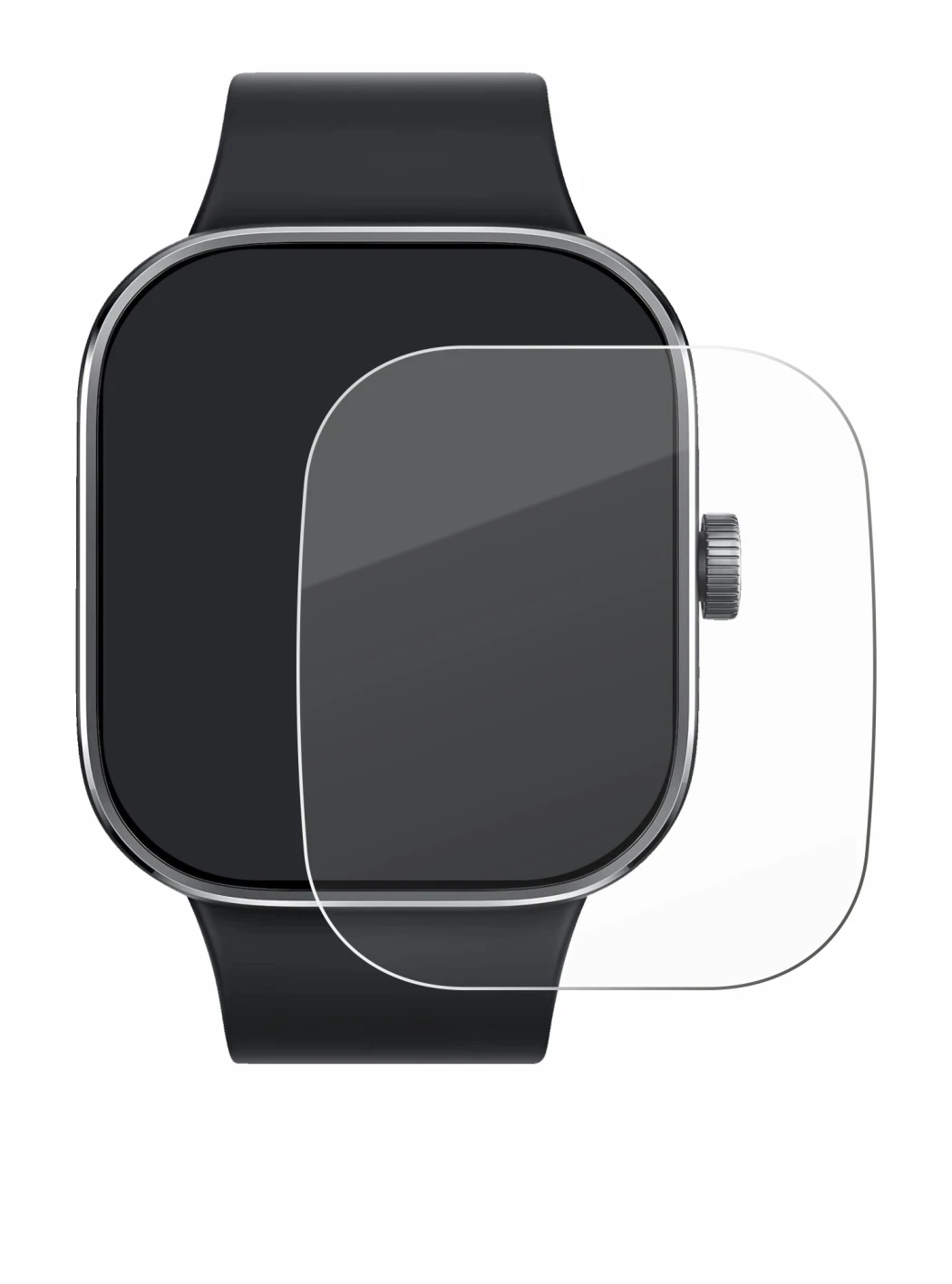 Immagine del dispositivo Xiaomi Redmi Watch 4 con un'ampia varietà di protezioni per lo schermo.