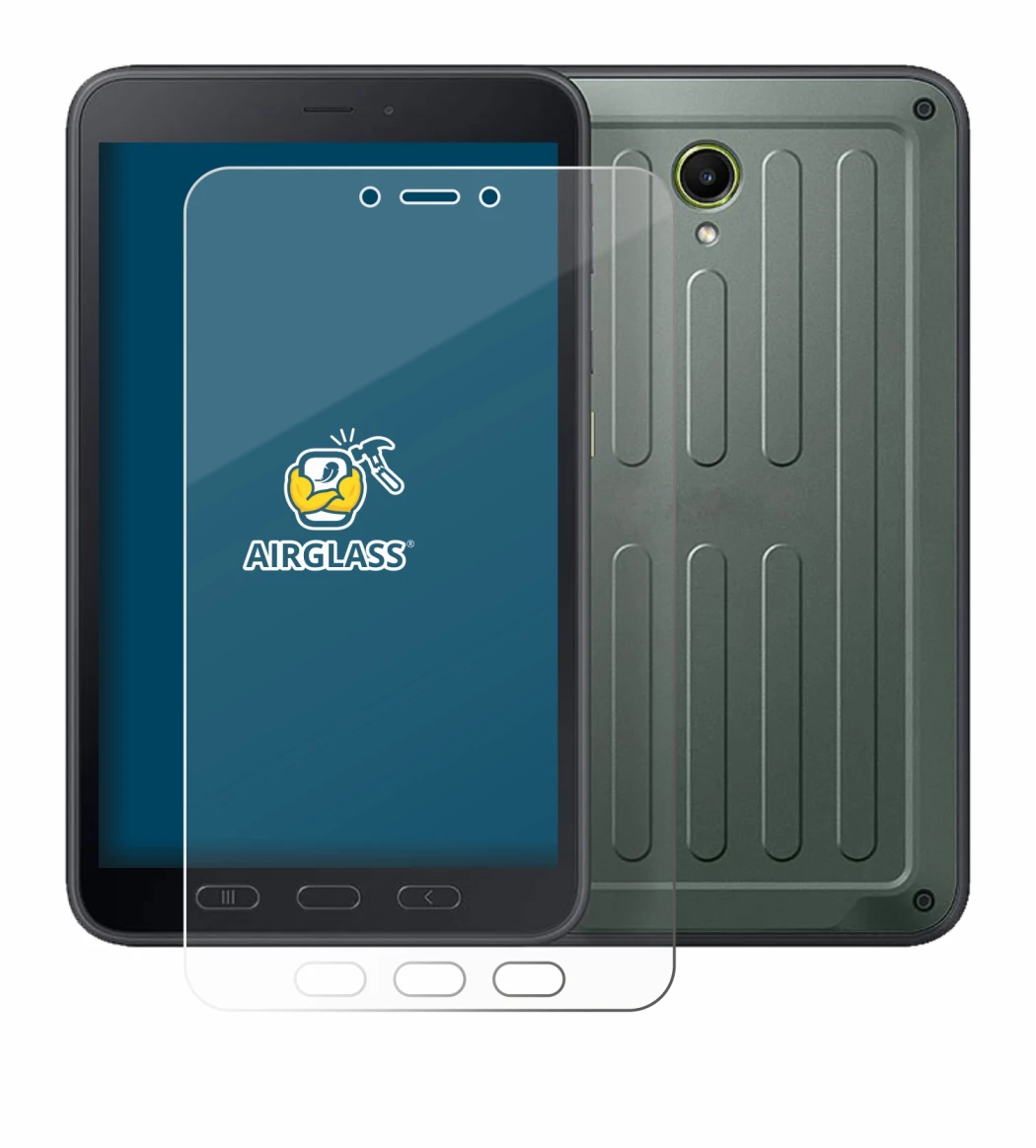 Immagine del dispositivo Samsung Galaxy Tab Active 5 (ritratto) con un'ampia varietà di protezioni per lo schermo.