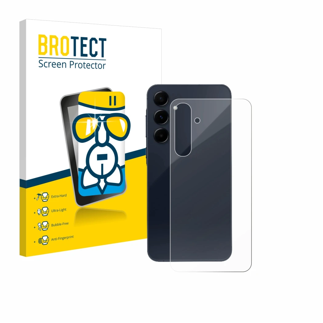 Parte frontale di una confezione del prodotto con il logo del marchio BROTECT. Accanto è raffigurato il dispositivo Samsung Ga