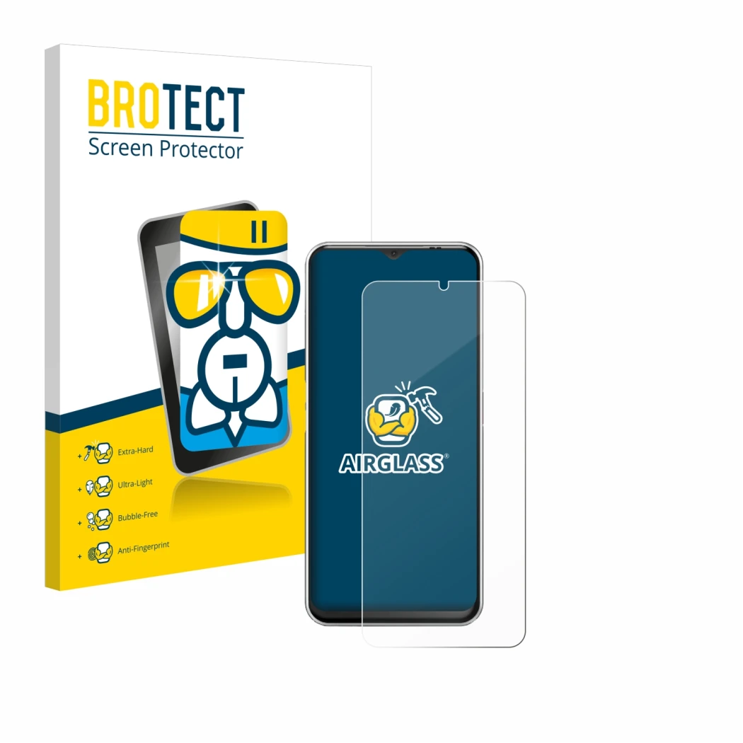 Parte frontale di una confezione del prodotto con il logo del marchio BROTECT. Accanto è raffigurato il dispositivo Emporia ME