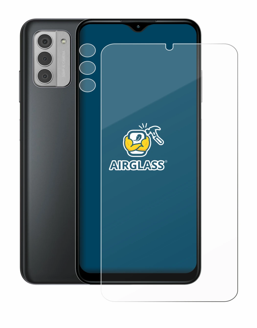 Immagine del dispositivo Nokia G42 5G (Fronte+Fotocamera) con un'ampia varietà di protezioni per lo schermo.