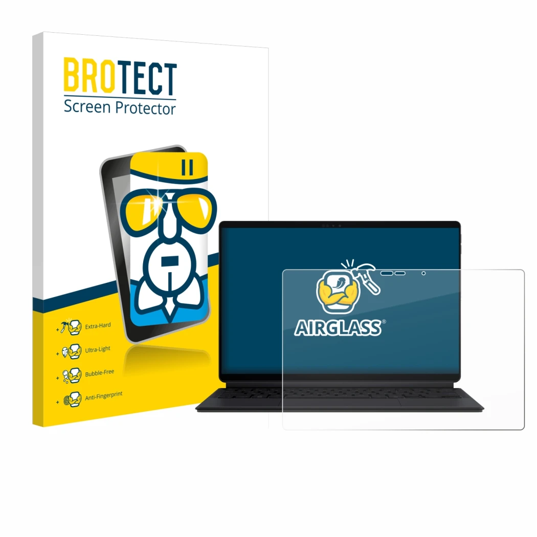 Parte frontale di una confezione del prodotto con il logo del marchio BROTECT. Accanto è raffigurato il dispositivo ASUS ProAr