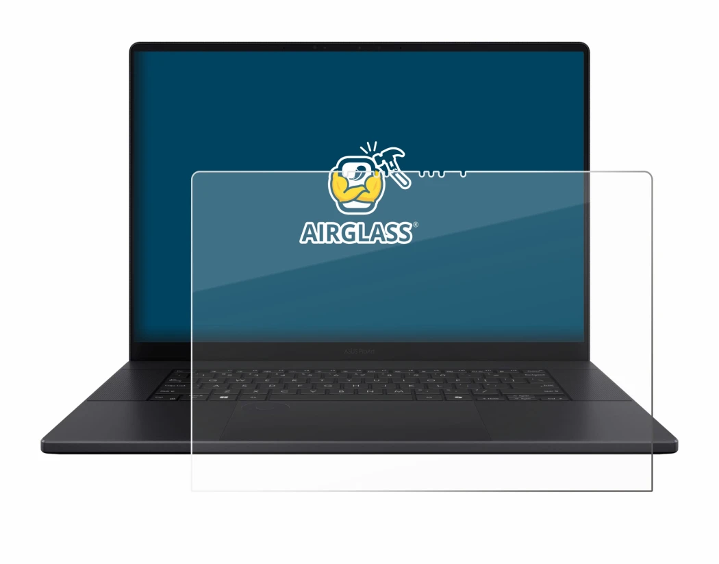 Immagine del dispositivo ASUS ProArt P16 con un'ampia varietà di protezioni per lo schermo.